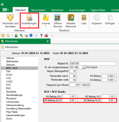 ALVZ Satz in SelectLine Lohn